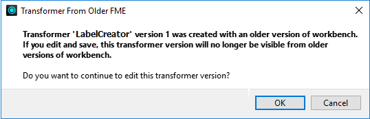 Transformer From Older FME warning